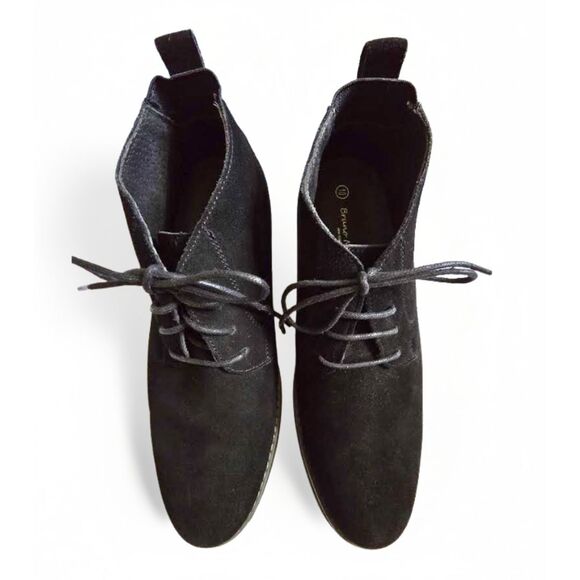 Bruno Marc Ankle Boots Suede Leather Black Lace Up Dress Shoes Chukka Men's 10 - Picture 3 of 8